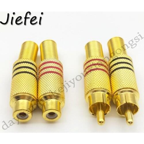 10Pcs Gold Plated Connector RCA Plug Socket Audio Male Female Connector With Spring Cable Protector