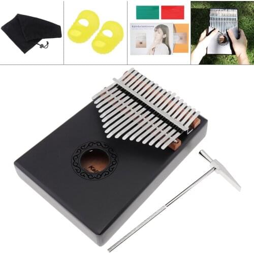17 Key Kalimba Single Board Mahogany Thumb Piano Mbira Mini Keyboard Instruments with Complete Accessories