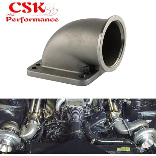 Stainess SS 63mm 2.5" Vband 90 Degree Cast Turbo Elbow Adapter Flange For T3 T4 Turbocharger