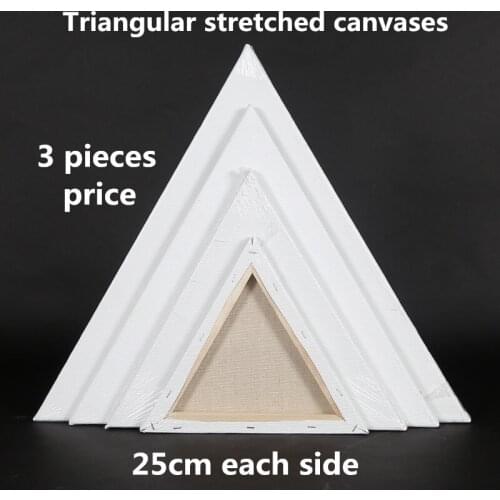 25cm size triangular special shape canvas for painting 3 pieces
