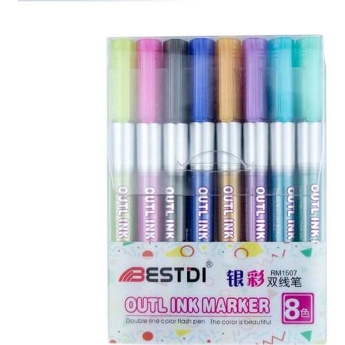 32 pcs/lot Creative Drawing Painting Double Line Marker Pens Student Highlighter Art Markers Graffiti Hook line pens