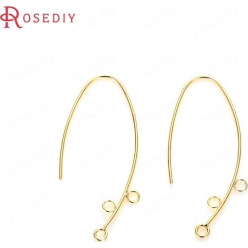 35870)6PCS 15x33MM Hanging Hole 1.5MM 24K Gold Color Brass Long Earring Hook High Quality Diy Jewelry Findings Accessories