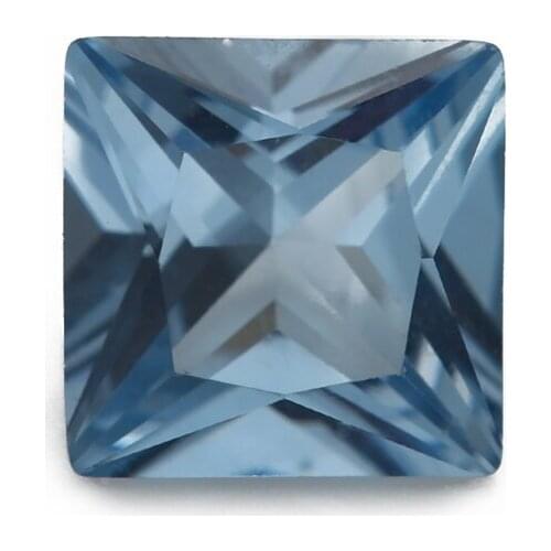 50PCS 3x3~12x12mm Square Shape Princess Cut Loose Stone Blue Synthetic stone For Jewelry DIY Gems Stone 106