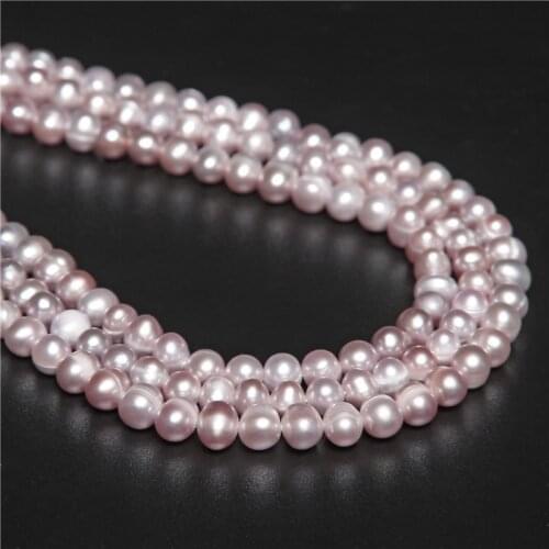 6-6.5mm High Luster Purple Natural Freshwater Pearl White Baroque Pearls Pink Punch Beads For Jewelry Making DIY Bracelet 14"