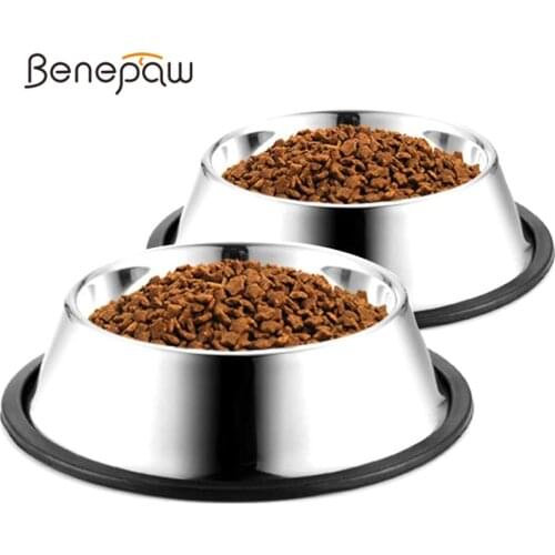 Benepaw Thickened Stainless Steel Dog Bowl Ultra-durable Water Food Pet Feeder For Small Medium Large Dogs Anti-slip Rubber Base