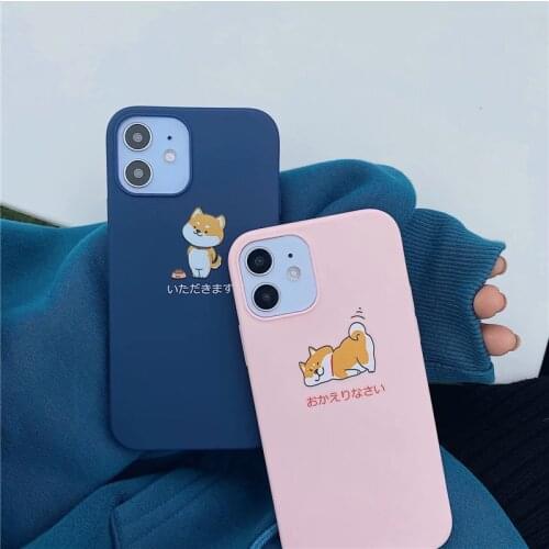 GYKZ Cartoon Shiba Inu Dog Phone Case For iphone 11 Pro XS MAX 12 SE 20 XR X 7 8 6Plus Animal Pattern Soft TPU Cover Matte Coque