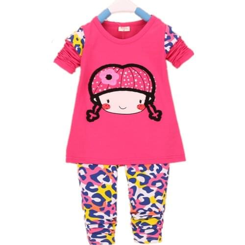 Baby kids Pure cotton Cartoon girl t-shirt + pants Set Clothes girls cute Flowers YF066