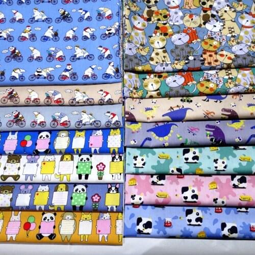 Cotton Fabric Cartoon Bear Cow Printed Clothes DIY Handmade Tilda Tecido For Baby Sewing Patchwork Quilting Fat Quarters Tissus