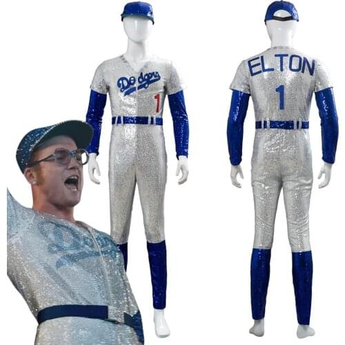 Movie Rocketman Cosplay Elton John Jumpsuit Cosplay Costume Men Women Baseball Suit Halloween Carnival Party