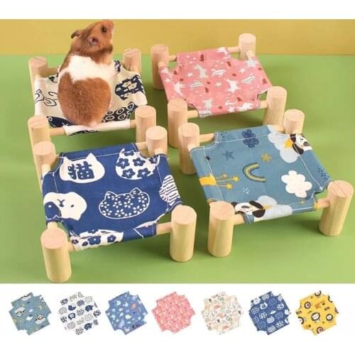 Small Pet Hamster Nest Guinea Pig Hammock Hamster Summer Breathable Wooden Bed Rabbit Nest Ferret Hamster Accessories Supplies