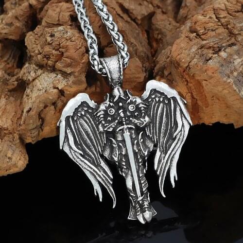 Fashion metal plating Viking Odin Angel Wing Pendant Mens Jewelry Necklace