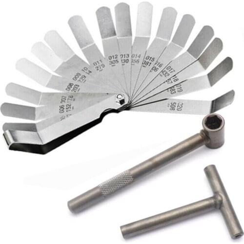 Motorcycle Engine Valve Screw Clearance Adjustment Wrench Spanner Tool With Feeler Gauge 0.005-0.020 Inch Motorbike Accessories
