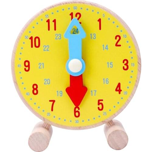 Learn To Tell the Time Preschool Teaching Clock Model Toy Wooden for Kids