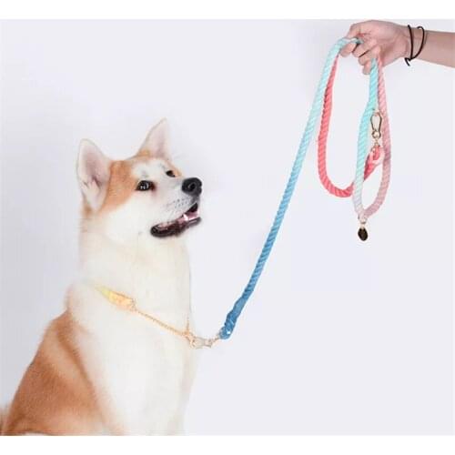 Dog Leash Round Cotton Dogs Lead Rope Colorful Pet Long Leashes Belt Outdoor Dog Walking Training Leads Ropes Dog Collar