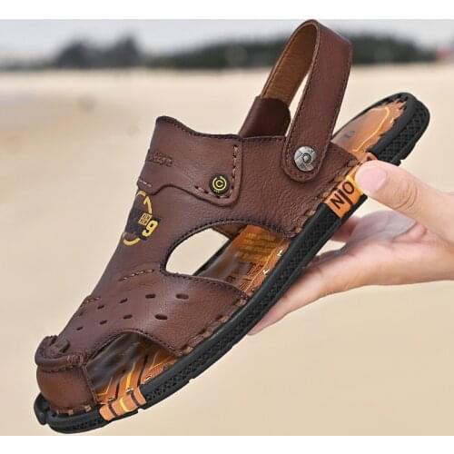 Summer Genuine Leather Outdoor Mens Shoes shion Beach Men Sandals For Male Casual Shoes Water Walking Sandalias Luxury Sandal
