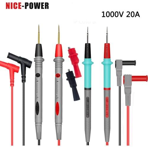 Steel Needle Silicone Wire Pen Universal Probe Test 1000V 20A Leads Pin for Digital Multimeter Tip Meter Tester Probe+clip