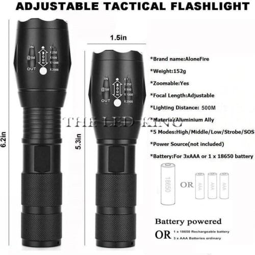 LED Flashlight Tactical Flash light 12000 Lumens T6/L2//V6 Zoomable 5 Modes Lanterna LED Torch Flashlights For Camping By 18650