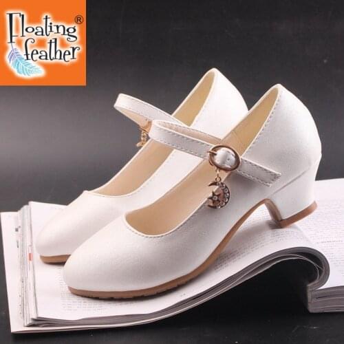 Black White Girls Shoes Flats Formal Party Wedding Shoes Kids PU Leather Teenage Children Shoes Girls With High Heels 2021 New
