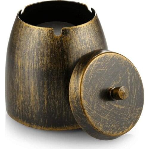 Wind Ashtray with Stainless Steel, Ashtray Wind and Rainproof, with Non-Slip Base, Table Ashtray