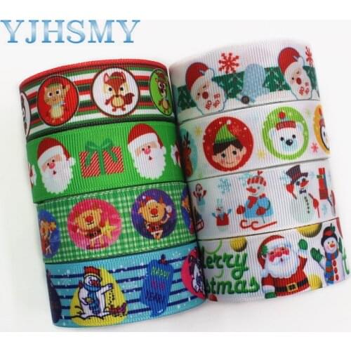 YJHD 0010 22mm 10 yards Christmas printed grosgrain ribbon packaging design, DIY accessories handmade materials