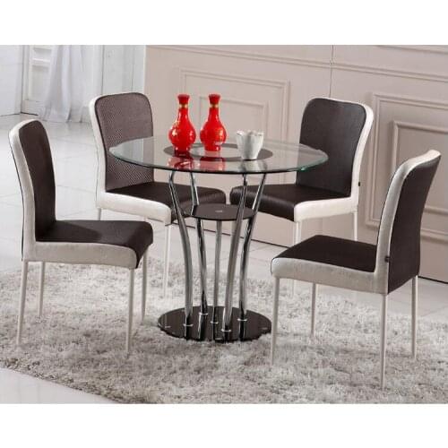 Tempered glass round table. Double round table. Small family dining table and chair