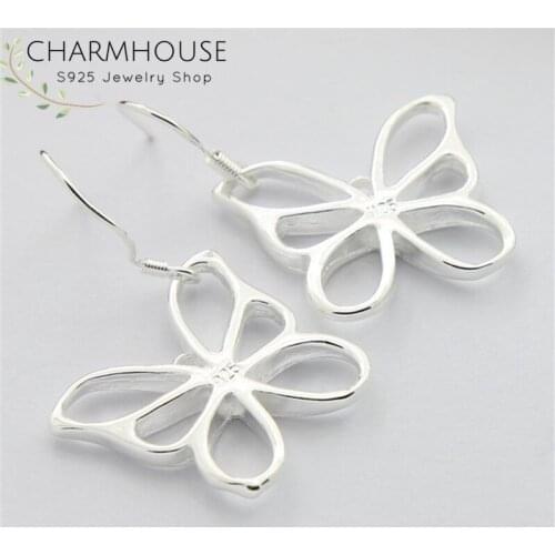 Charmhouse 925 Silver Earrings for Women Butterfly Drop Earing Brincos Femme Pendientes Fashion Jewelry Wholesale Party Gifts