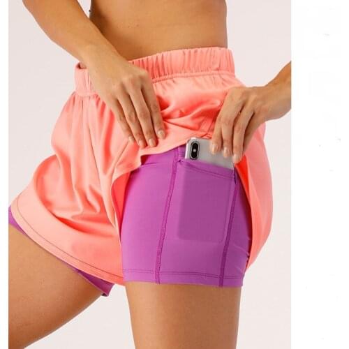 Women Sport Shorts Quickly Dry Elastic Double Layer Loose Sweatpant Running Jogger Fitness Gym Workout Casual Short Activewear