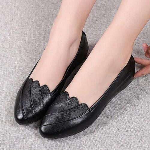 Large Size 35-43 Ladies Genuine Leather Flats Women Spring Shoes 2021 High Quality Woman Leather Loafers