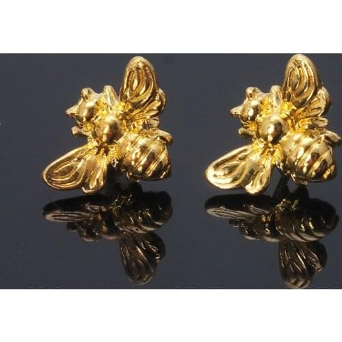 1 Pair Cute Tiny Honey Bee Stud Earrings Insect Bumble Bee Jewelry Gold Silver E56A
