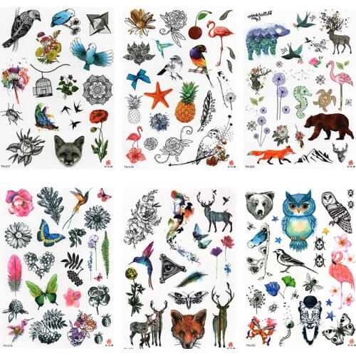 6PCS Bird Temporary Tattoo for Adult Waterproof Tatoo Stickers Body Art Beautiful 3D Butterfly Fake Tattoo for Women