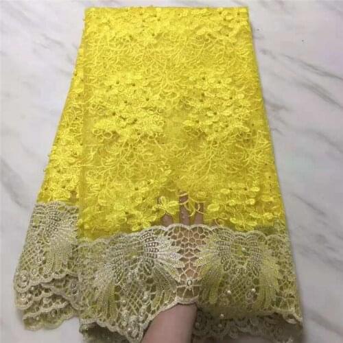 African tulle lace fabric with beads and stones high quality nigerian lace fabric for women dress