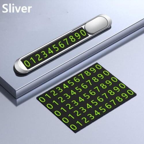 Car Hidden Styling Temporary Parking Card Metal Number Plate Suckers Luminous Car Sticker Interior Accessories