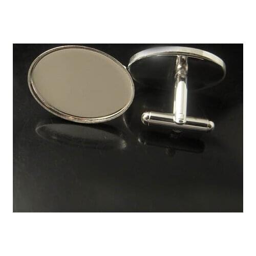 Cufflinks Bases Mens Cuff Link Settings 18x25mm Oval Bezel Resin Cabochons Cameo Base Findings DIY Clothes Accessories