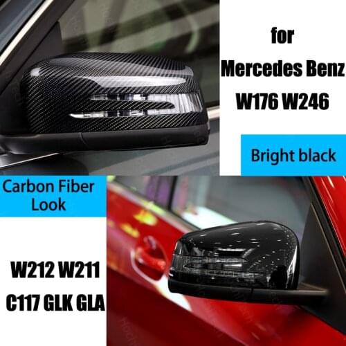 Side Rearview Shell Mirror Cover Caps for Mercedes Benz W176 W246 W204 W212 W221 C117 X204 X156 Carbon Fiber Pattern Accessories
