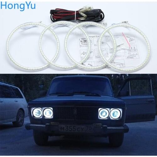 For Lada Vaz 2106 1976 1997 1998 1999 2000 2001 Super Bright white color 3528 SMD led Angel Eyes kit daytime running light DRL