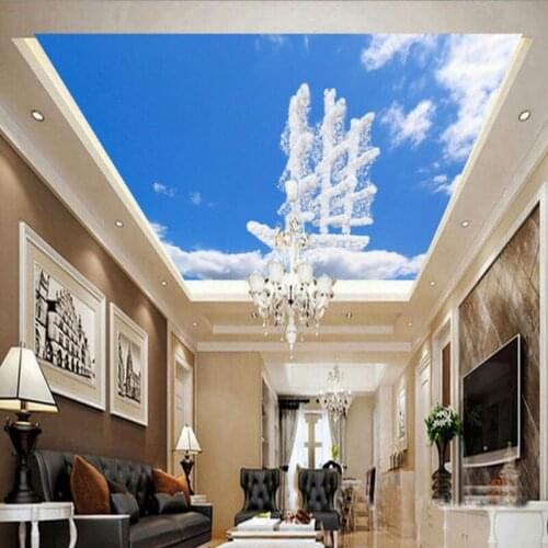 Photo wallpaper Blue sky white sky sailing ceiling wall custom wallpaper mural living room decoration wallpaper