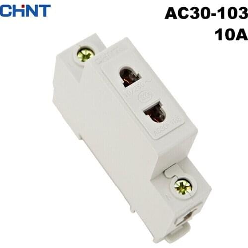 CHINT AC30-103 socket modular 1P air-open track socket distribution box 2X10A electric box socket two holes 10A