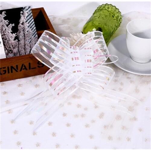 10pcs/lot 3*51cm Organza Pull Flower Ribbon Bow Gift Wrap Candy Box Accessories DIY Wedding Car Decor Supplies Home Decoration