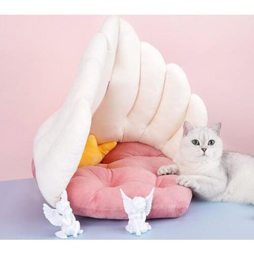 Pet Bed For Cats Kitten Cave Mate Angel Wings Cute Shape Durable Sofa For Rest