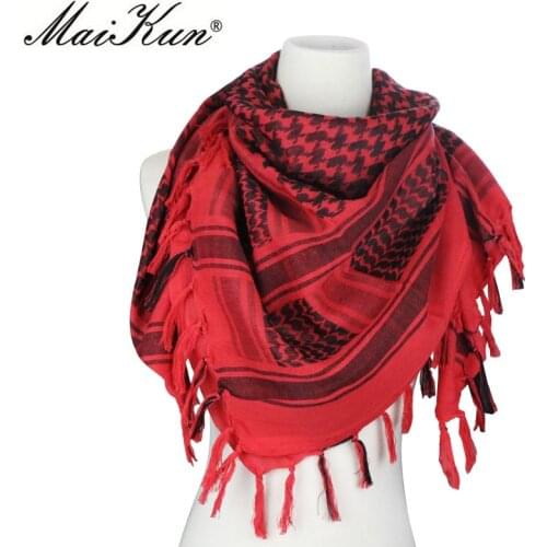 Maikun Cotton Arab Scarves Men Winter Military Keffiyeh Windproof Scarf Muslim Hijab Shemagh Tactical Desert Square Wargame