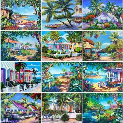 MomoArt 5D DIY Diamond Painting House Hobbies And Crafts Diamond Embroidery Seaside Landscape Mosaic Sale Wall Decorations
