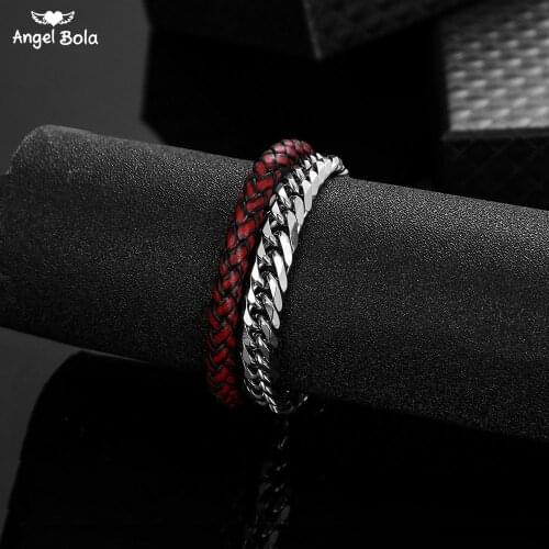 Buddha Wristband Men Bracelet Punk Braided Leather Bracelet Bangle Male Accessories Jewelry Stainless Steel Bracelets Set