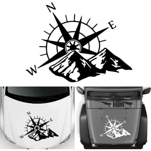 Car Hood Sticker Compass Mountains Sticker Large Decal For Camper Van Motorhome Wall Art Vinyl Automobile Parts
