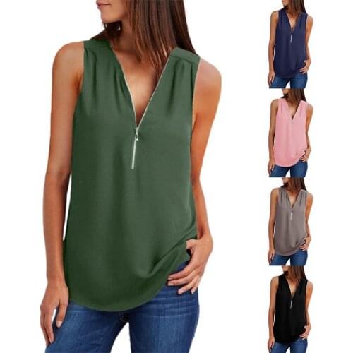 Unfading Stylish Sleeveless Zipper V Neck Vest Vest Mid-length for Family Gathering