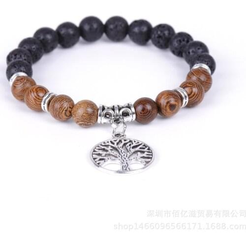 8mm New Natural beads Wood Beads Bracelets Black Ethinc Meditation White Bracelet Women Prayer Jewelry Yoga Bracelet Homme