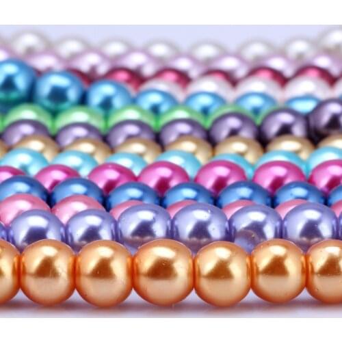 OlingArt 4 6 8 10MM 100/50/30/20PCS Glass Beads Round Imitation Pearl Bracelet DIY Earrings Charms Necklace for Jewelry Making