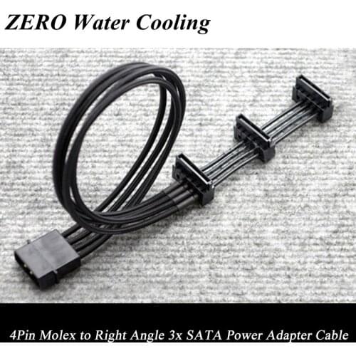 Wholesale 10pcs/Lot Free Shipping 40cm Black Sleeved 4Pin Molex to 4X SATA Connector Power Adapter Cable