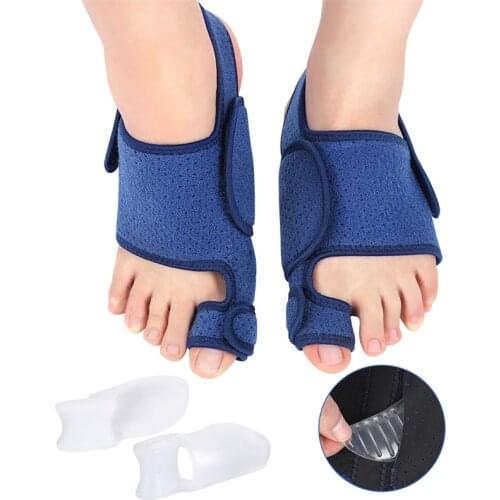 Adjustable Toe Straightener Silicone Arch Pad Relieve Pain Bunion Splint Care Toe Inflammation Hallux Valgus Corrector Navy Blue