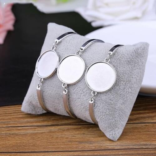 Juya 4pcs/Lot 20mm Round Blank Cabochon Findings Base Bezal Trays For Handmade Bangle Settings Bracelets DIY Making Accessories