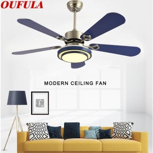 OUFULA Modern Ceiling Fan Kit With Lights Remote Control LED 3 Colors Home Decorative for Dining Room Bedroom Restaurant